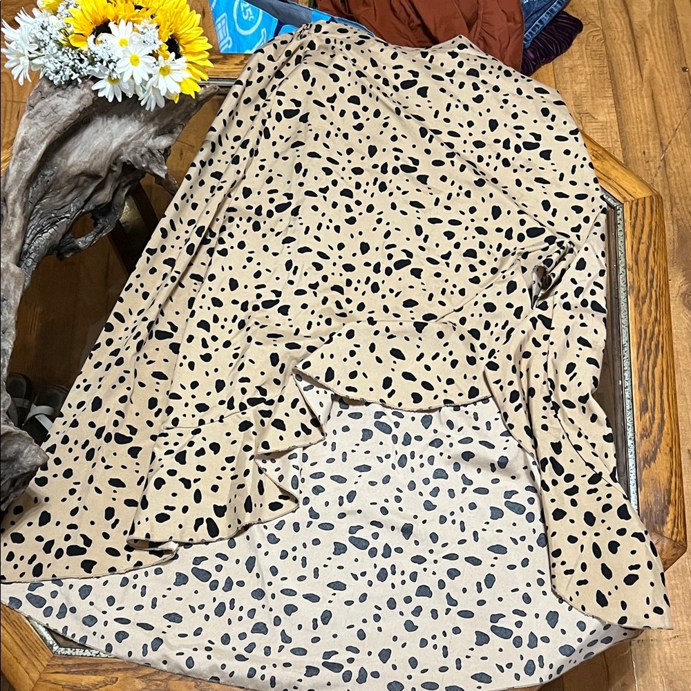 Stylish Tan and Black Polka Dot Skirt